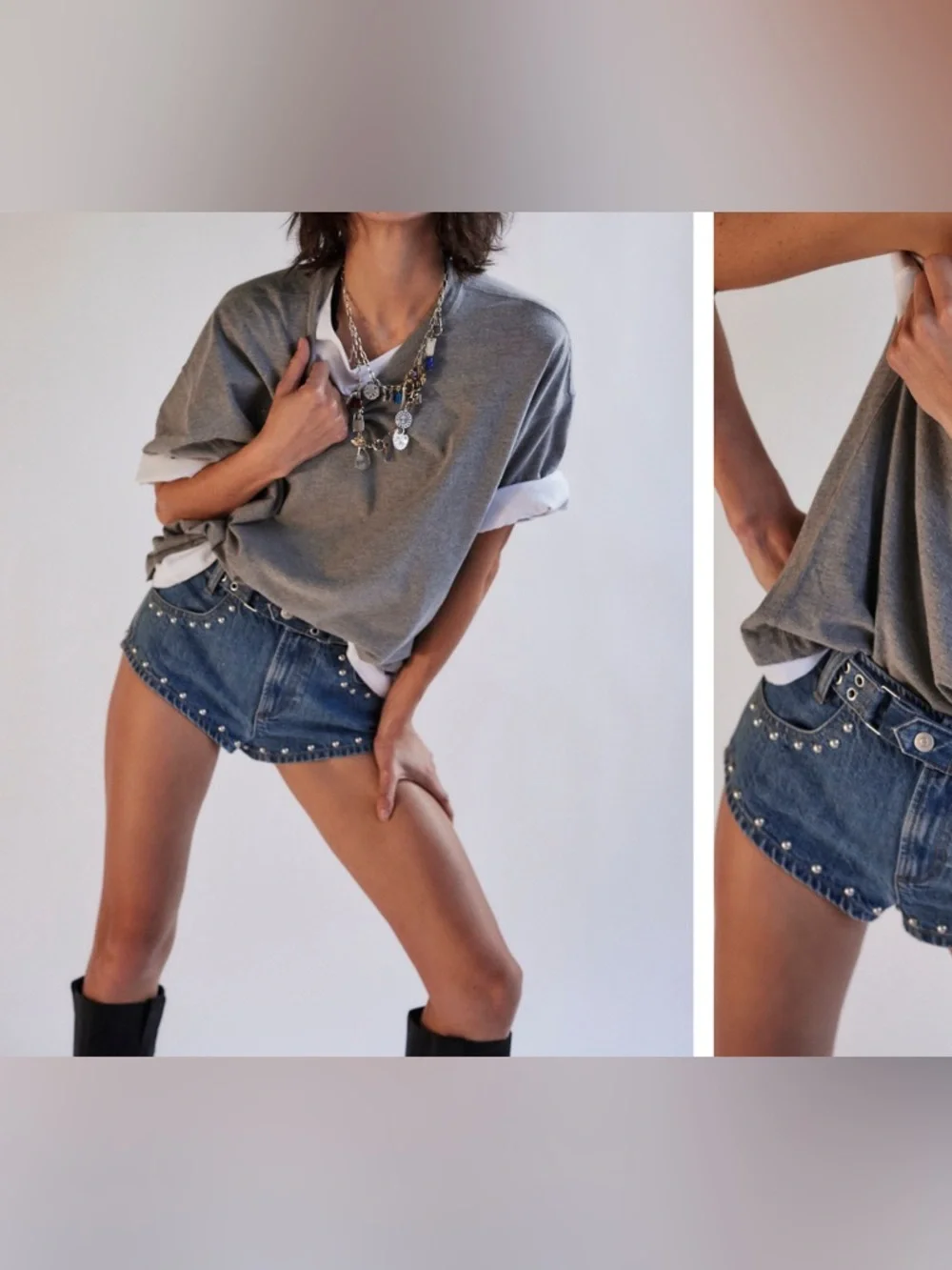 NWOT Free People We The Free Perfect Oversized Tee - Heather Grey - Large - Picture 6 of 11